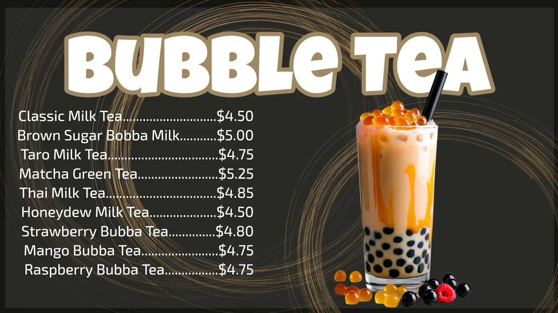 Bubble tea : modèle d’affichage dynamique pour Restauration