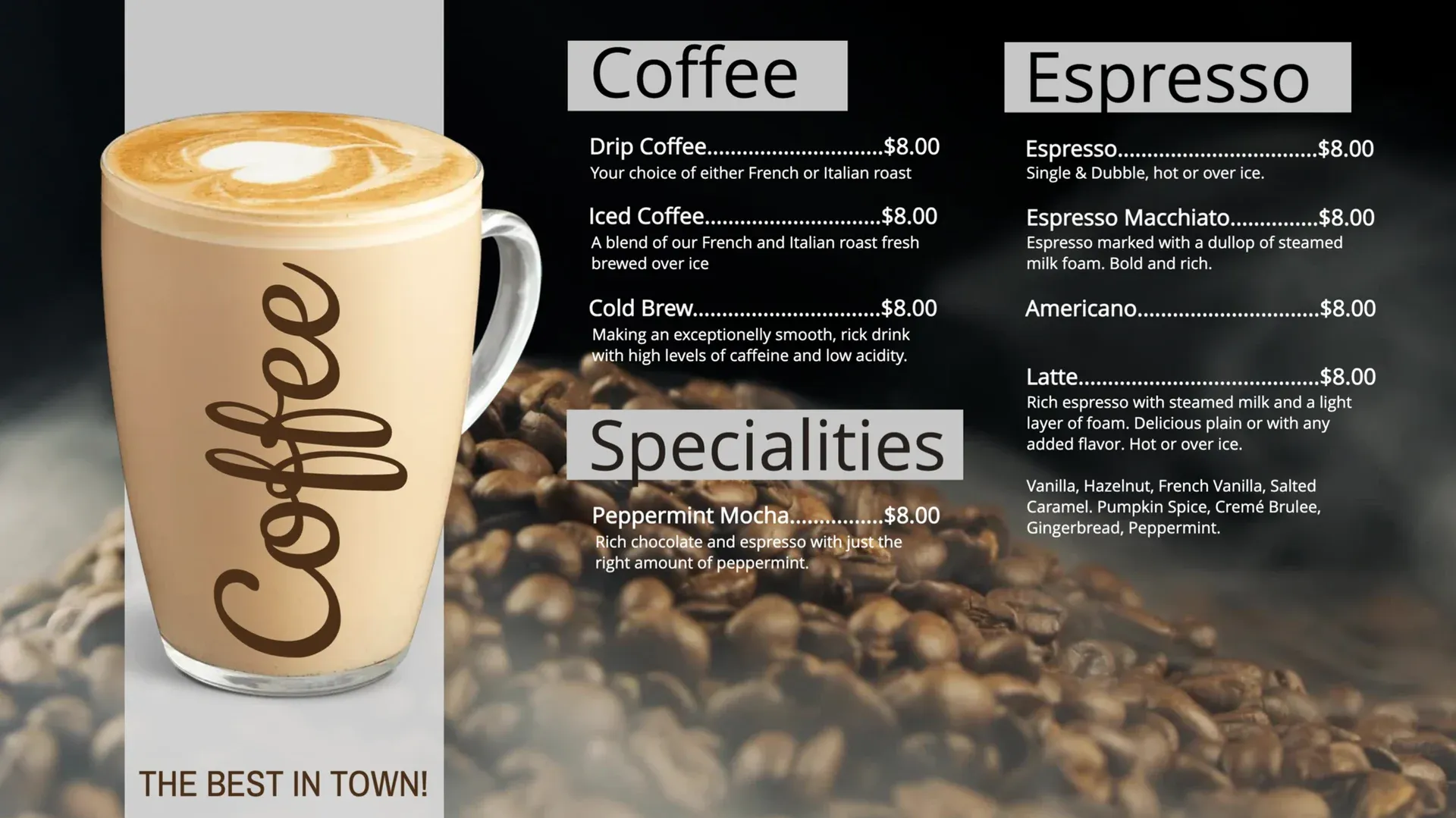 Coffee shop : modèle d’affichage dynamique pour Restauration