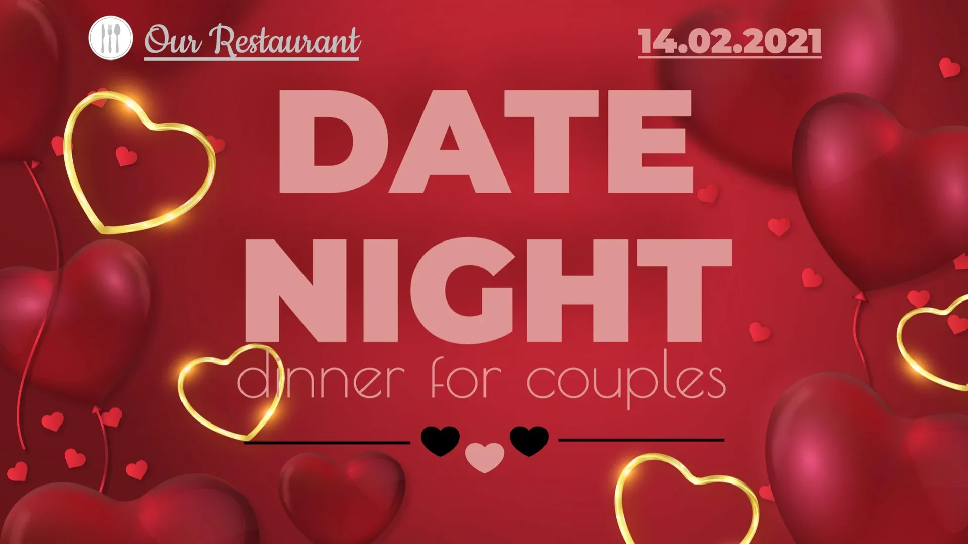 Soirée en amoureux : modèle d’affichage dynamique pour Fêtes