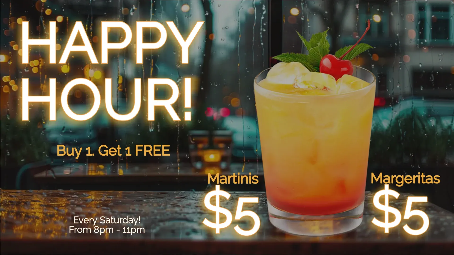 Happy hour : modèle d’affichage dynamique pour Hôtellerie