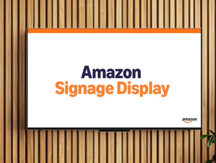 Amazon Signage Display avec le logo Amazon à l’écran