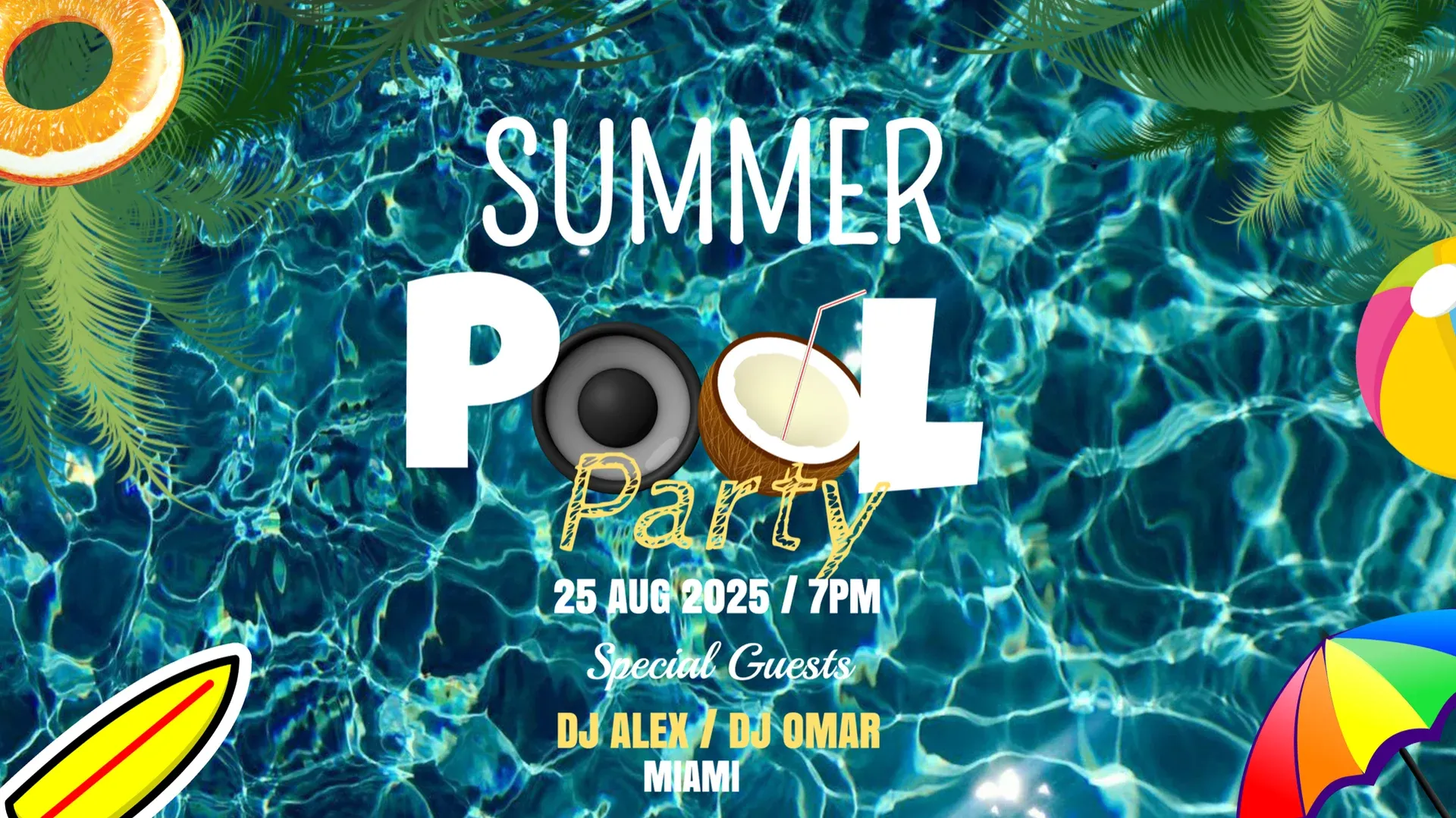 Pool party : modèle d’affichage dynamique pour Loisirs