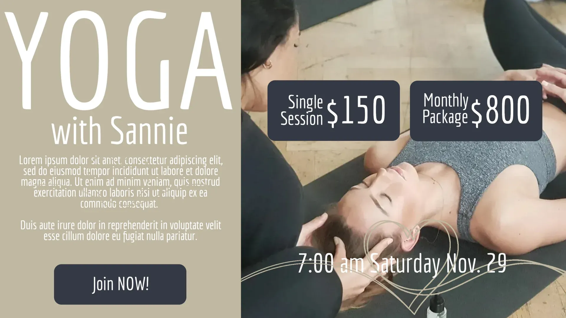 Studio de yoga : modèle d’affichage dynamique pour Fitness